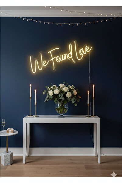 dekoraven We Found Love Neon Tabela Söz Nişan Dekoru(60x24cm)