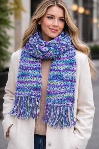 pattersty Hand Knitted Multicolored Women's Scarf