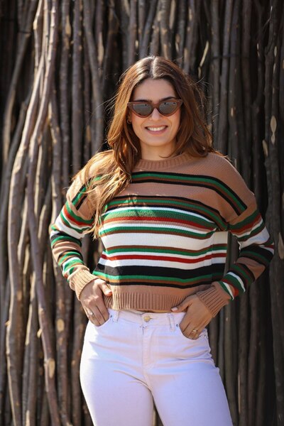 franky B Women's Striped Seasonal Sweater