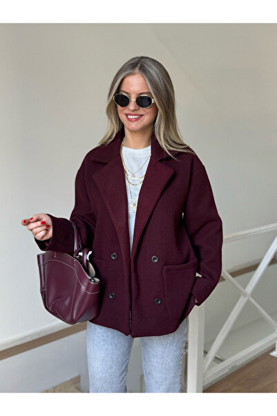 2she Kruvaze Yaka Triko Ceket - Bordo