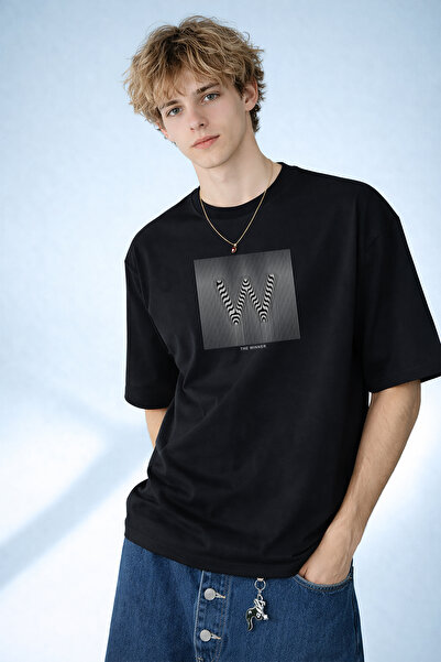 caddekombin Tricou negru pentru bărbați, cu imprimeu Zirve Ruhlu The Winner, ...