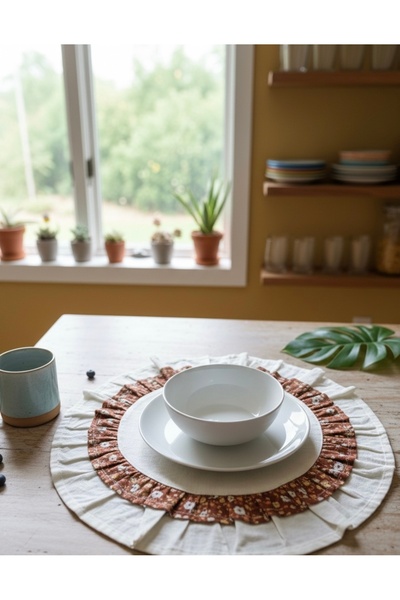 Doğa teks home Vintige Fırfır detaylı Supla/Amerikan servis (1 adet)