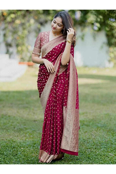 MYSMAR Red Silk Saree - MAF6502 | Red