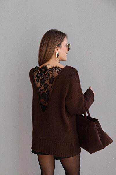 Purple by Banu Brown Back Lace Detail Sweater