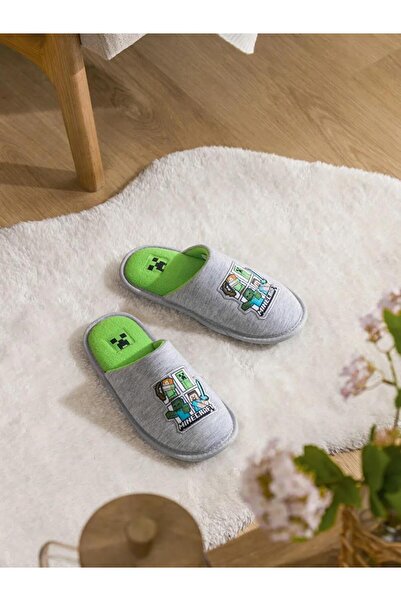 LC Waikiki Gri Minecraft Baskılı Ev Terliği (S6)