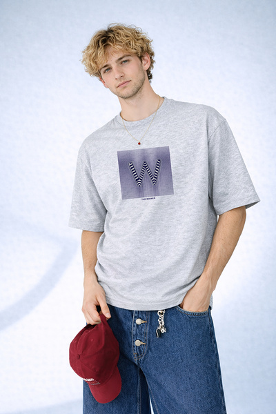 caddekombin Men's Zirve Ruhlu the Winner Written W Shaped Gray T-Shirt