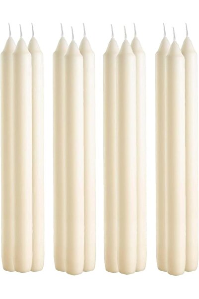 DUX شموع مدببة 19 سم - مجموعة من 16 شمعدانًا كريميًا لطاولة الطعام، ديكور الم...