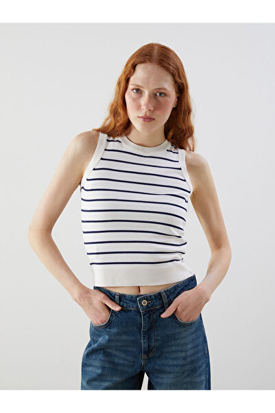 LC Waikiki Peak New Season Crew Neck Striped Women's Knitwear Sweater