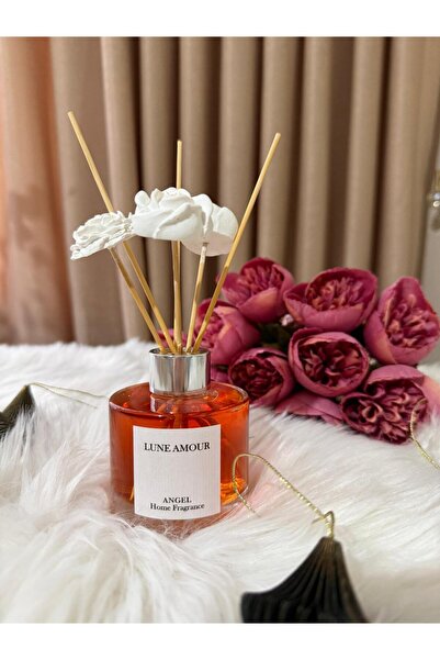 Uzun Süre Kalıcı 120 ml Seramik Çiçek Taşlı Bambu Çubuklu Angel Oda Kokusu Gümüş Kapak