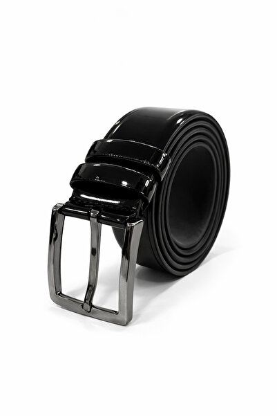 Ayhan Kundura Men's Faux Leather Patent Leather Belt 3.5 cm Classic