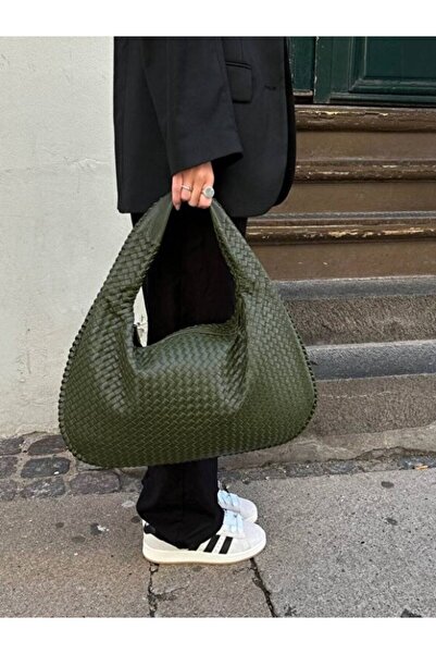 Rivina Geantă de mână și de umăr BAHES pentru femei, din piele împletită, mod...