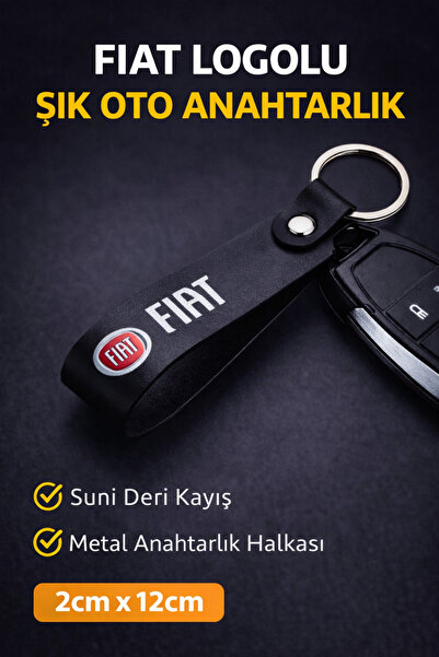 DOCCES Μπρελόκ από μαύρο συνθετικό δέρμα με τυπωμένο λογότυπο Fiat