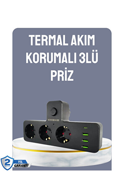 Epilons Anahtarlı Çoklu Priz 3 Usb 1 Type-c Hızlı Şarj Destekli