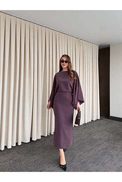 Laluvia فستان مودال بأكمام خفاشية - 5000