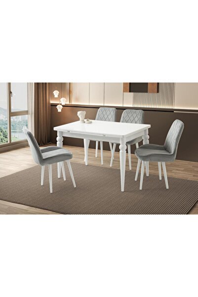 Sweet Home Masa Sandalye Yanlardan Açılır Yakamoz beyaz Masa Topkapı Ayak 4 A...