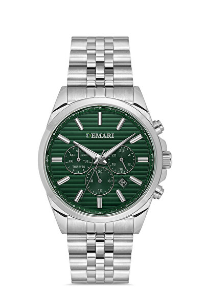 DEMARİ Men's Wristwatch Quartz Movement – Silver Color Steel Band Striped Gre...
