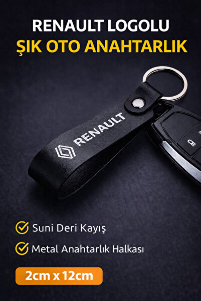 DOCCES Renault Logo Baskılı Siyah Suni Deri Anahtarlık