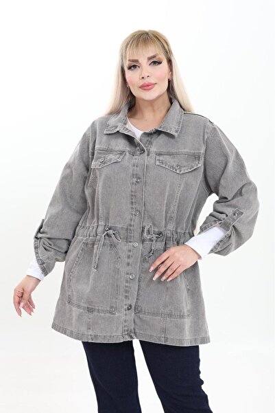 EYLÜLXXL Women's Full Size Denim Jacket Relaxed Fit