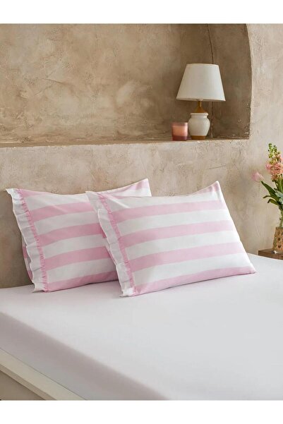 LC Waikiki Față de pernă din bumbac cu dungi roz, pachet de 2 50x70 cm (S6)