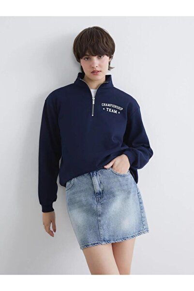 LC Waikiki ψηλός λαιμός με τύπωμα oversized Γυναικείο χοντρό φούτερ (S6)