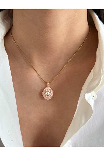 h&b design jewel Çelik İnci Detaylı Kapaklı Kolye