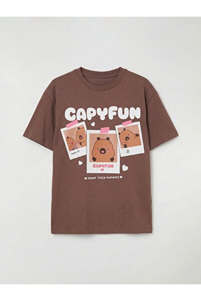 LC Waikiki Crew Neck Capyfun Printed Girls' T-Shirt (S6)