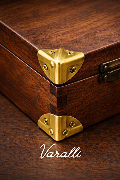 Varalli Gold Sandık Kutu Köşesi Koruyucu Köşebent Vidalı (23X23 MM) 8 Adet
