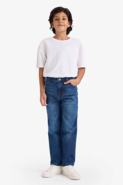DeFacto Pantaloni din denim pentru băieți, croială dreaptă, albastru F8492A8/...