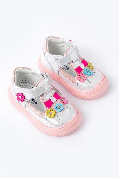 lina step Sandale pentru fetițe, din piele naturală, cu talpă ortopedică și v...