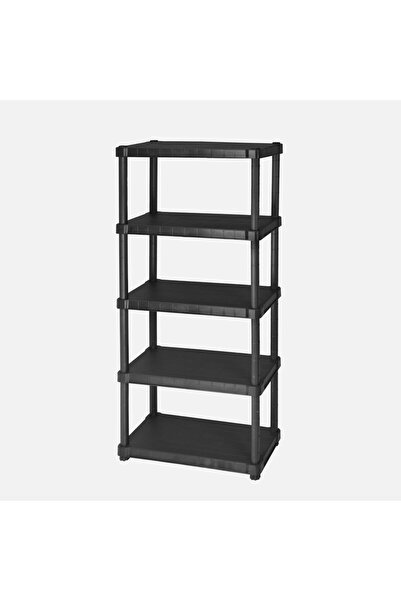 ENLIS 5 Katlı Plastik Raf Ünitesi 40x80x188 cm Siyah Bahçe Balkon Banyo Depo ...