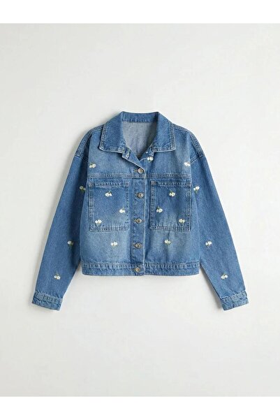 LC Waikiki Дънки с индиго флорални мотиви за момичета (S6)