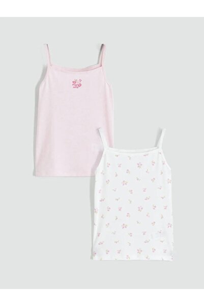 LC Waikiki White Square Collar Floral Girls' Undershirt 2-Pack (S6)