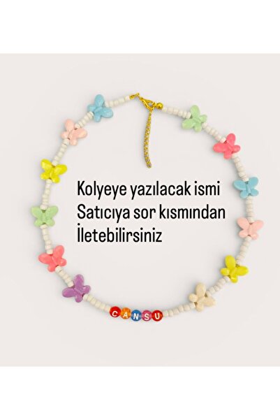 LiKESUN Özel Tasarım Çocuk İsimli El Yapımı Renkli Boncuklu Kolye