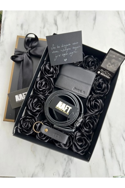 SANATE COLLECTION Gerçek DERİ Cüzdan+Kemer+Anahtarlık SET