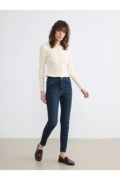 LC Waikiki Pantaloni de damă Indigo cu talie înaltă, super skinny fit (S6)