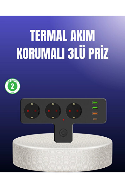 CT STONES Multi-Socket Power Unit with Switch and USB and Type-C Ports