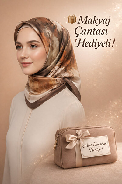 Levidor 90X90 Silk-Look Brown Scarf – Non-Slip Twill Stylish Design