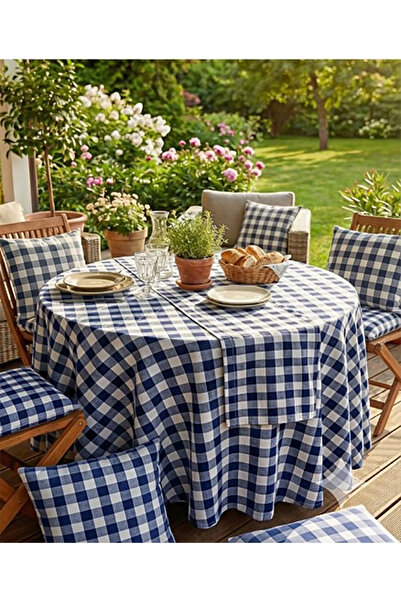 Valerium Picnic, Stain-Resistant Panama Linen Square Patterned Round Tablecloth