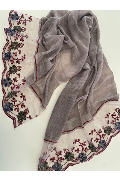 Bohemian Light Plum Embroidered and Stone-Embellished Organic Cotton Imported...