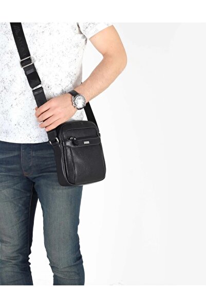 Aka Deri 379 %100 HAKİKİ DERi POSTACI ÇANTASI EL ÇANTASI ÇAPRAZ ÇANTA SİYAH