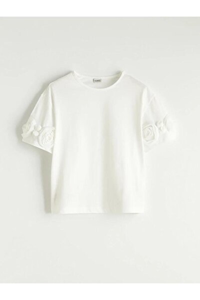 LC Waikiki Tricou brodat pentru fete cu guler rotund (S6)