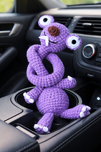 LUXIC CORE El Yapımı Amigurumi sid Araba Direksiyon Süsü, Sevimli Peluş Figür...