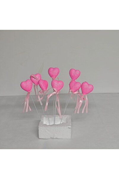 NET MARKET FUŞYA Lüks Simli Kalp Figürlü Pasta ve Aranjman Süsleme Çubukları ...