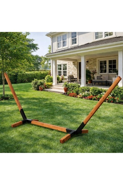 D&D Profil Metal Ayaklı Ahşap Bahçe Hamak Asma Seti