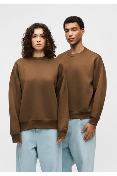 BAİA COLLECTION Brown Crew Neck Basic Sweatshirt