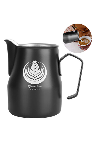 Omran Cart Professional Milk Pitcher 500ml Stainless Steel Black with Handle