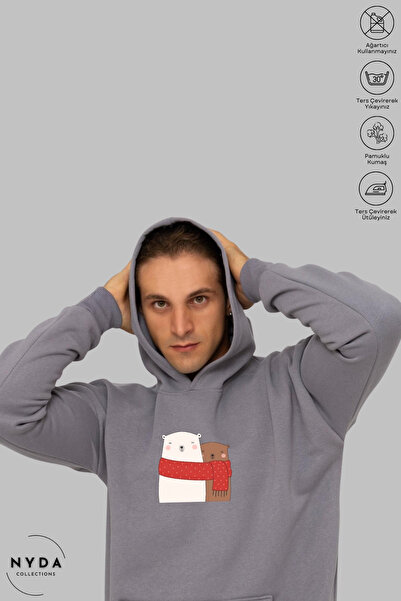 Nyda Collections Unisex Hoodie Long Sleeve Teddy Bear Love Printed Hooded Ove...