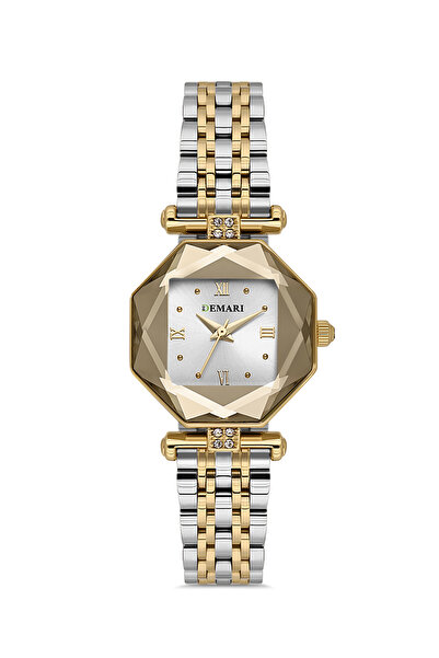 DEMARİ Women's Wristwatch Quartz Movement – Gold & Silver Band White Dial Dm-...