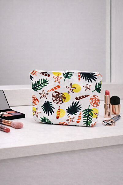 Paris Home حقيبة مكياج بنمط استوائي - منظم مستحضرات التجميل بسحاب وحقيبة تنظي...