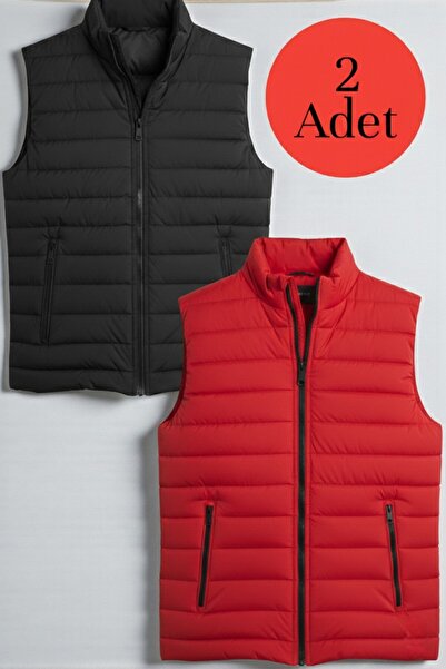 legends butik 2 Pieces Men's Quilted Lined Double Pocket Inflatable Vest